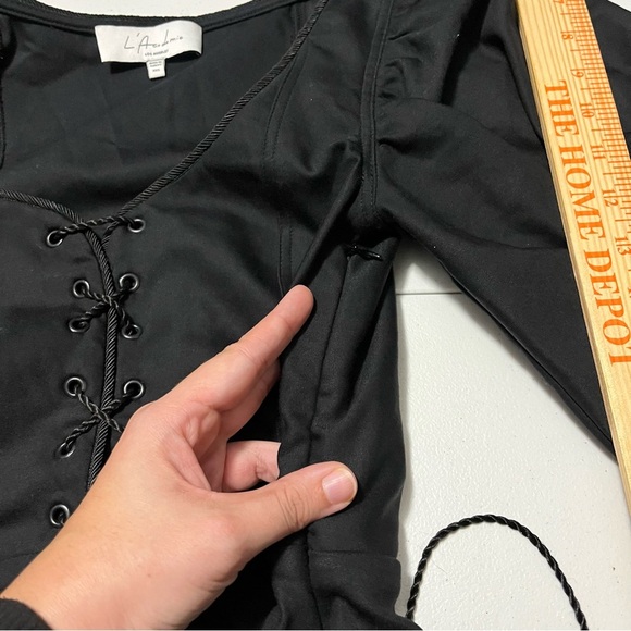 L'Academie The Lauren Black Corset Blouse XXS M2 - Picture 7 of 10